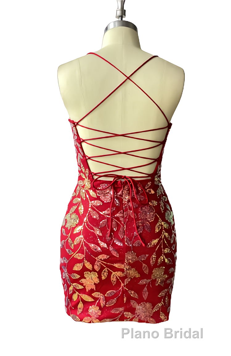 Cute Bodycon V Neck Blue Lace Homecoming Dresses