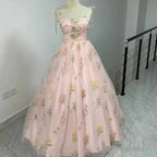 Luxury Floral Embroidery Long Champagne Prom Evening Dresses Women Summer Party Formal Occasions Reception Dress