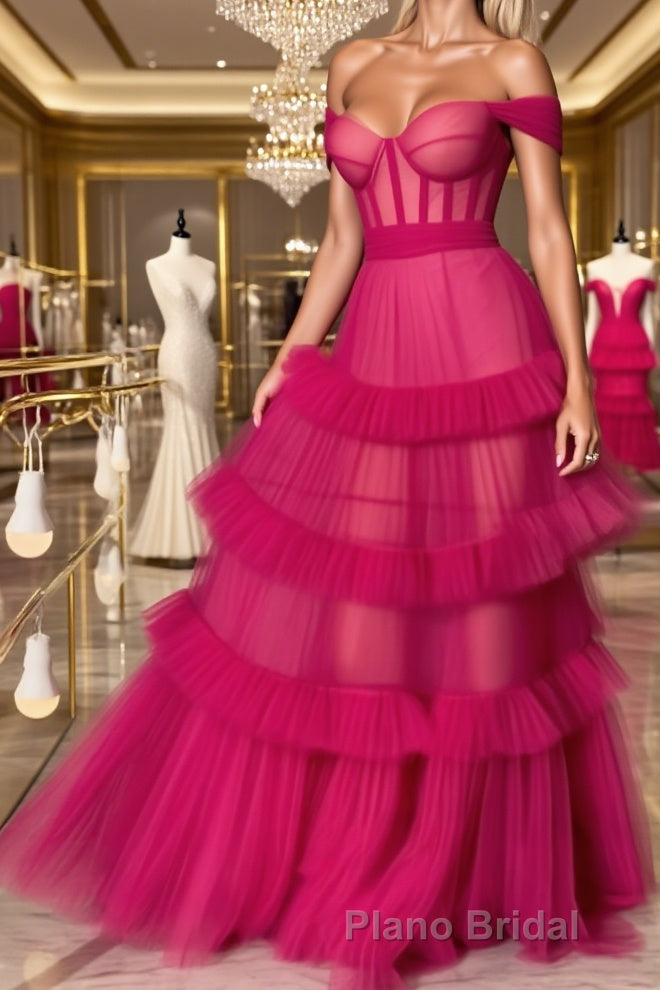 Formal Evening Dresses Off the Shoulder Chic A Line Long Formal Prom Dresses