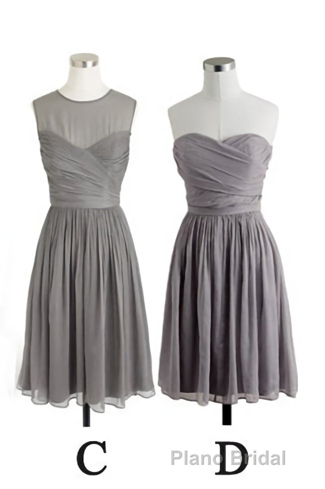 Simple A Line Grey Short Chiffon Bridesmaid Dresses Secondary image