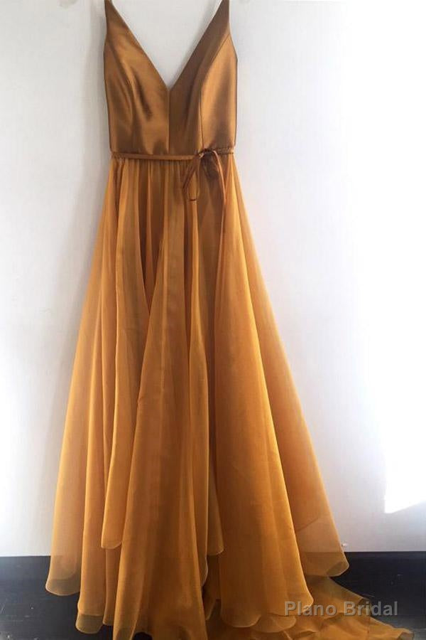 Spaghetti Strap A Line V Neck Formal Cheap Long Prom Dresses Evening Dresses Secondary image
