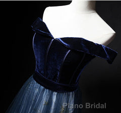 Elegant Off the Shoulder Velvet Floor Length Long Evening Dresses Formal Prom Dresses