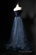 Elegant Off the Shoulder Velvet Floor Length Long Evening Dresses Formal Prom Dresses