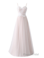 Girly Spaghetti Straps Long A-line Floor Length Wedding Dresses