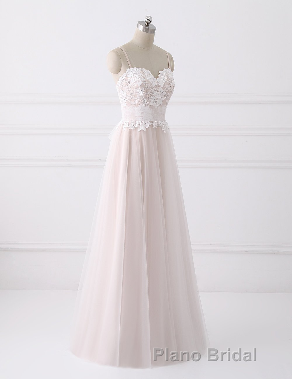 Girly Spaghetti Straps Long A-line Floor Length Wedding Dresses