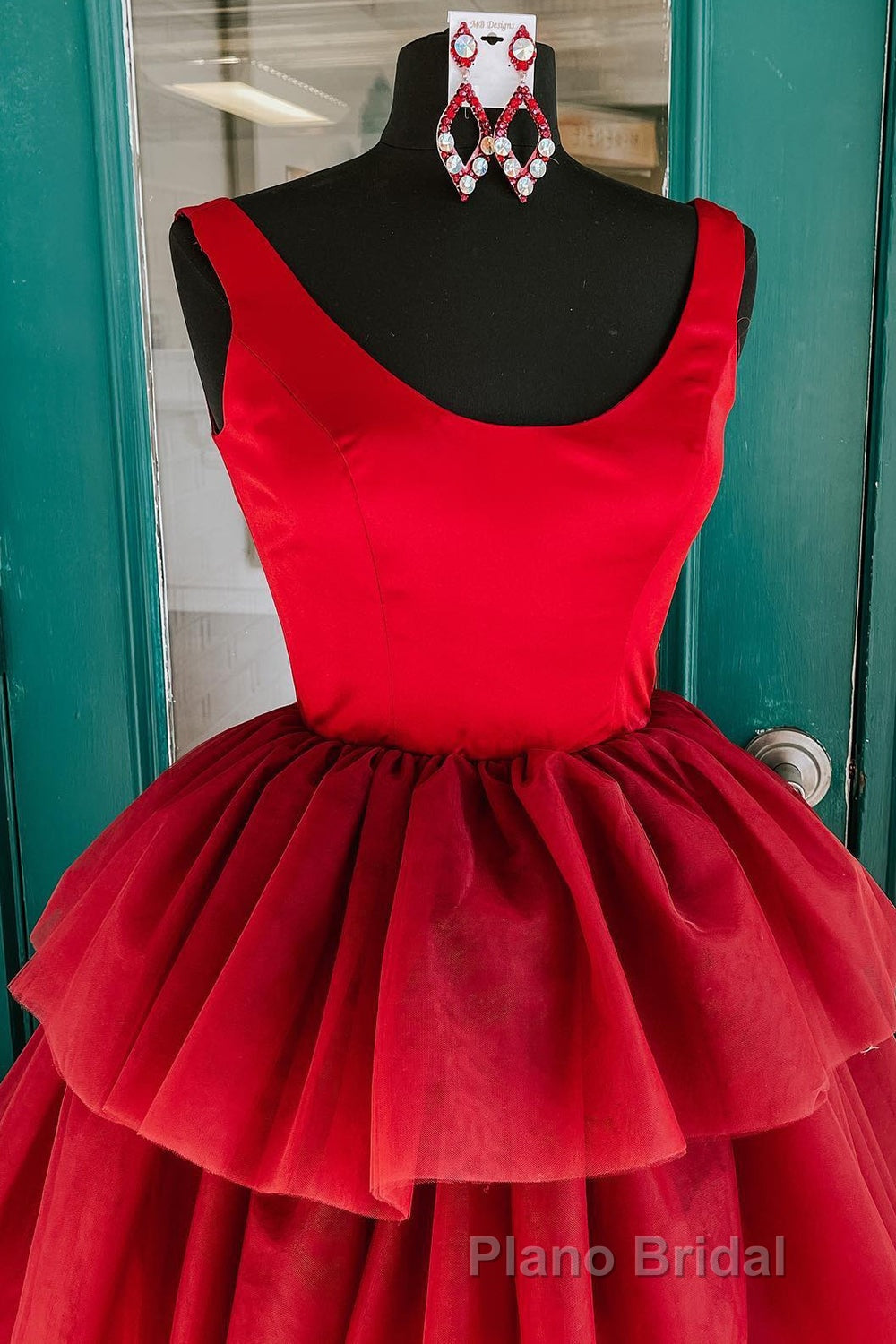 Red High Low Tiered Homecoming Dresses