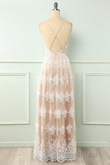 Spaghetti Straps White Formal Prom Dresses