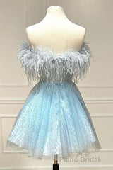 Black A-Line Strapless Homecoming Dresses with Feathers
