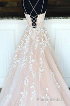 Hottest Elegant Spaghetti Straps Backless Lace Long Princess Formal Prom Dresses For Teens