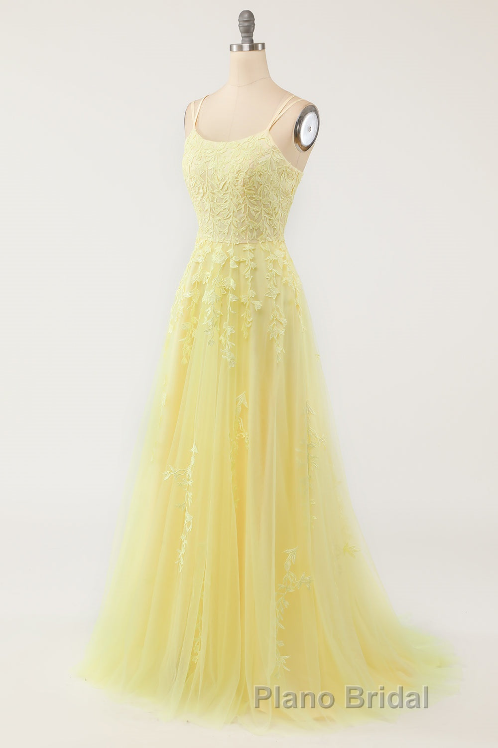 Purple Tulle Formal Prom Dress with Appliques