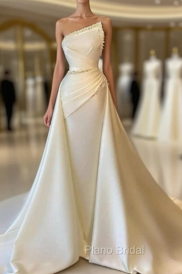 A-line Asymmetrical Beaded Floor-length Open Back Sleeveless Formal Prom Dresses
