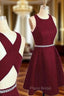 A-line Bateau Sleeveless Short/Mini Homecoming Dresses With Beading Bandage