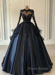 A-Line Beading Long Sleeves Lace Wedding Dresses