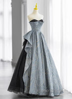 A-Line Blue-Grey Sweetheart Long Formal Party Dresses Floor Length Tulle Formal Prom Dresses