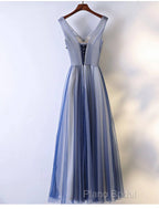 A-Line Bridesmaid Dresses V Neck Sleeveless Elegant Floor Length Tulle With Beading / Appliques