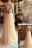 A Line Chiffon Backless Beading, Sequin Long Formal Prom Dresses