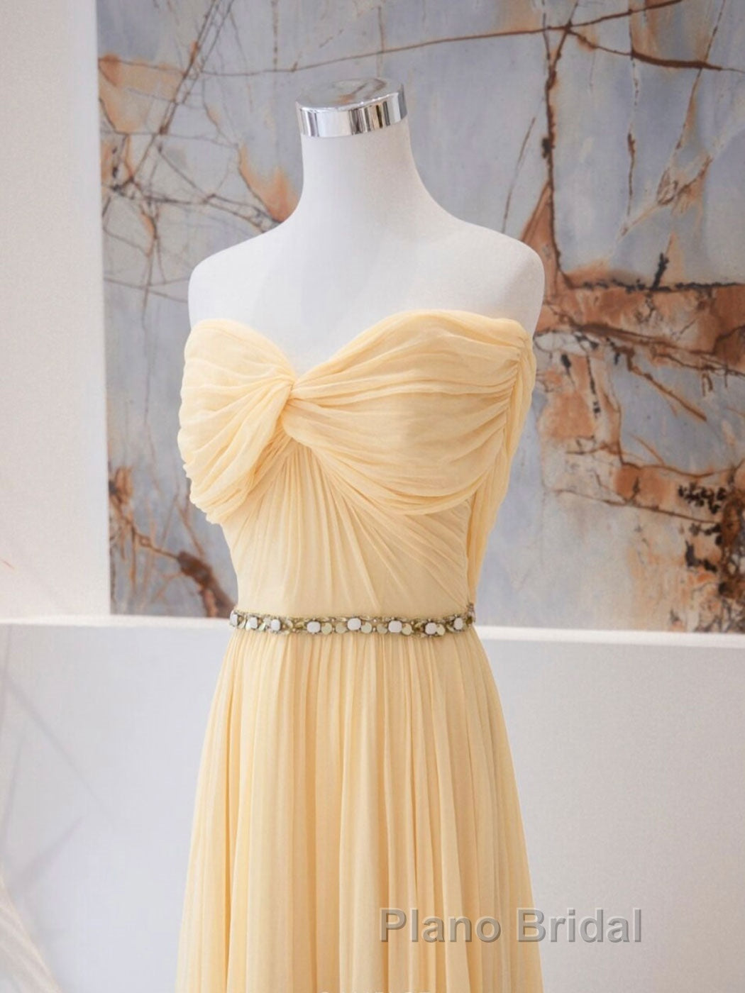 A-Line Chiffon Long Formal Prom Dresses, Sweetheart Neck Chiffon Formal Dress