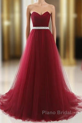 A-Line Elegant Quinceanera Formal Prom ValentineS Day Dresses Strapless Sleeveless Chapel Train Satin With Crystals