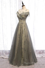 A-Line Formal Gown Elegant Dresses Wedding Floor Length Short Sleeve Tulle With Pleats