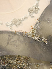 A-Line Formal Gown Elegant Dresses Wedding Floor Length Short Sleeve Tulle With Pleats