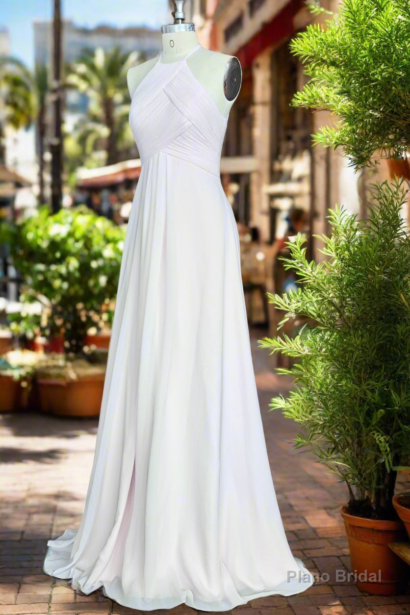 A-line Floor Length Halter Keyhole Chiffon Bridesmaid Dresses Secondary image