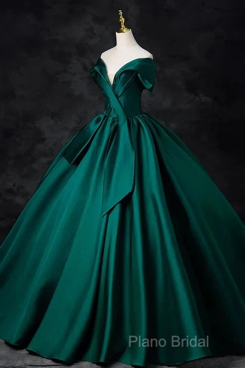 A-Line Formal Satin Floor Length V-Neck Formal Dresses Elegant Formal Prom Dresses