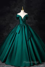 A-Line Formal Satin Floor Length V-Neck Formal Dresses Elegant Formal Prom Dresses