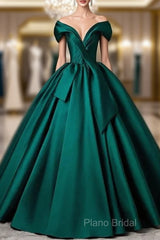 A-Line Formal Satin Floor Length V-Neck Formal Dresses Elegant Formal Prom Dresses