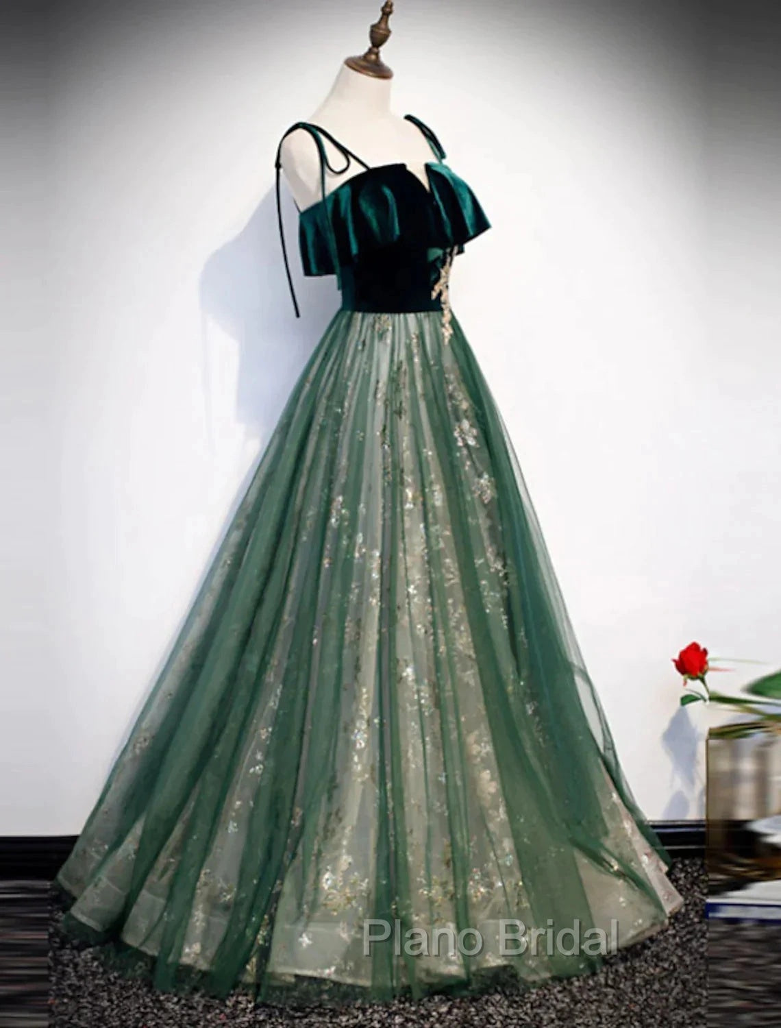 A-Line Glittering Engagement Formal Evening Dresses Strap Sleeveless Floor Length With Sequin