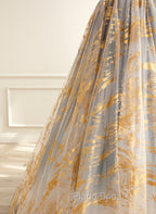 A-line Gradient Tulle Long Party Dresses, Floor Length Formal Prom Dresses