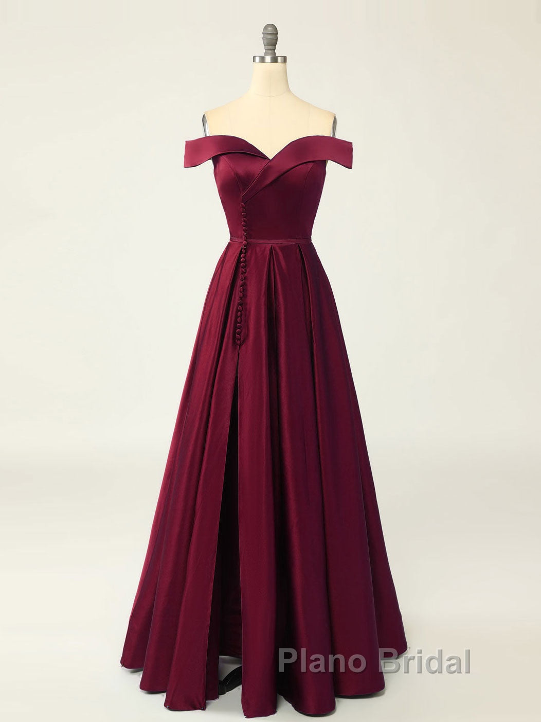 A-Line Green Off Shoulder Long Formal Prom Dresses, Green Formal Evening Dresses