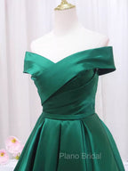 A-line Green Satin Sweetheart Formal Dresses, Green Long Evening Dresses Formal Prom Dresses