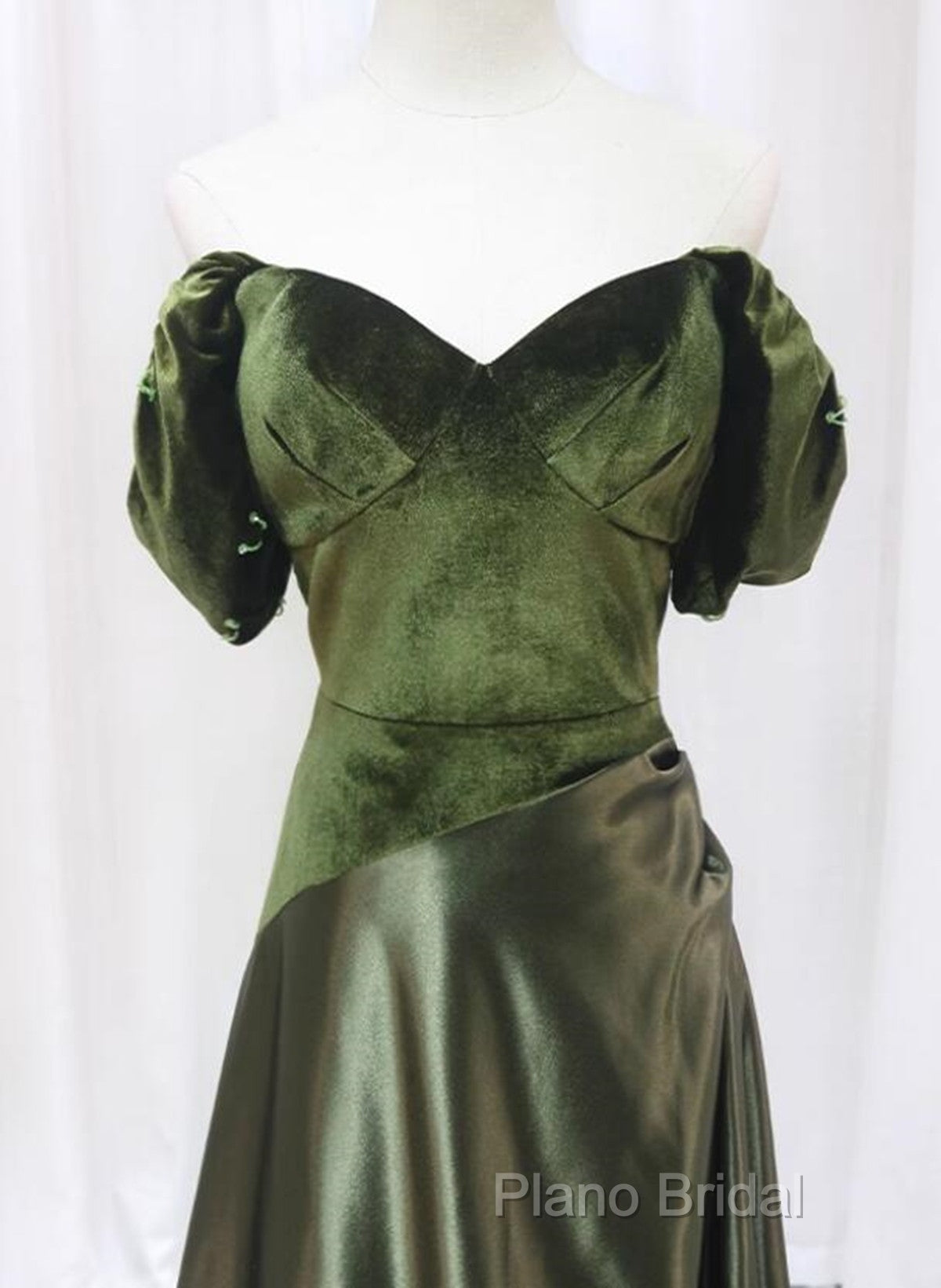A-Line Green Sweetheart Velvet Long Party Dresses, Green Formal Dresses Formal Prom Dresses