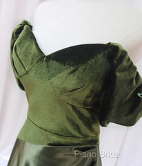 A-Line Green Sweetheart Velvet Long Party Dresses, Green Formal Dresses Formal Prom Dresses