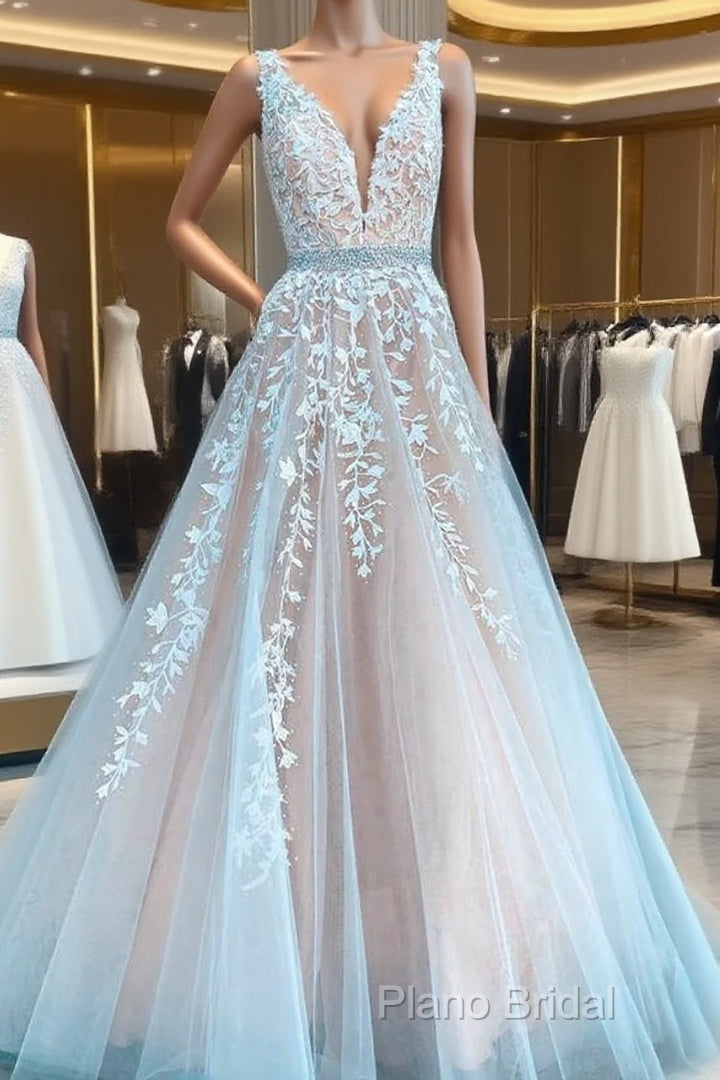 A-Line Ivory Lace Appliqued Long Wedding Dresses Formal Dresses Formal Prom Dresses Main image