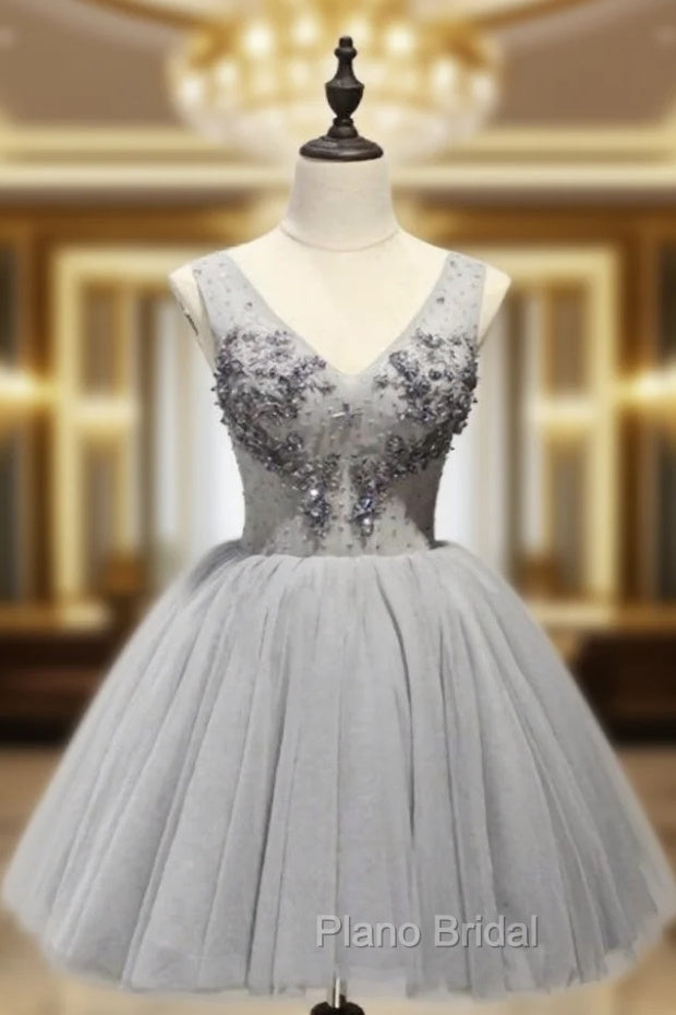 A-Line Lace Beaded Cocktail Dresses V-Neck Homecoming Dresses Main image