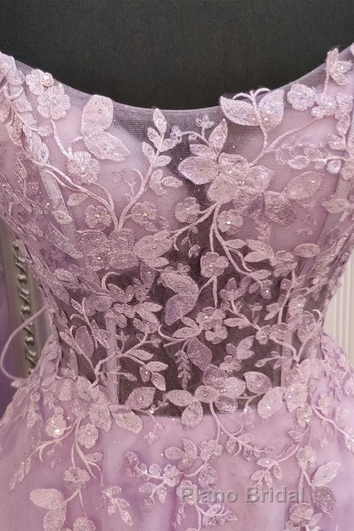 A Line Lavender Lace Long Formal Prom Dress, Lilac Lace Formal Dress, Lavender Evening Dress