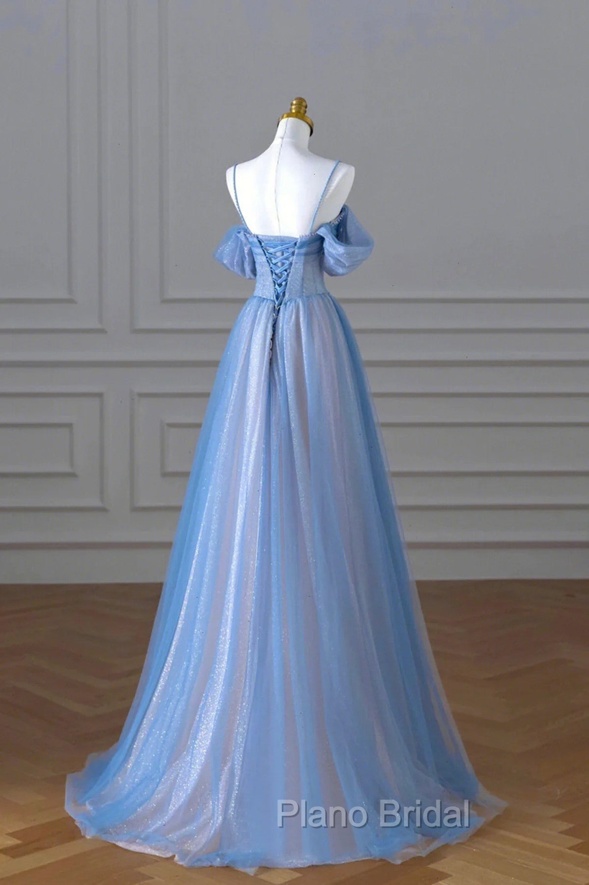A-line Light Blue and Pink Long Evening Dresses, Blue Party Dresses Formal Prom Dresses Secondary image