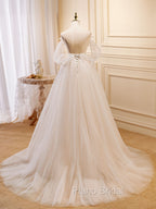 A-Line Light Champagne Long Formal Prom Dresses, Light Champagne Lace Formal Dresses