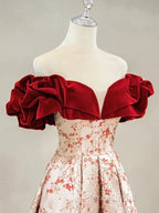 A-Line Off Shoulder Satin Long Formal Prom Dresses Formal Dresses Elegant Beautiful