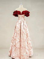 A-Line Off Shoulder Satin Long Formal Prom Dresses Formal Dresses Elegant Beautiful