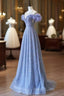 A Line Off The Shoulder Blue Long Formal Prom Dresses Formal Dresses