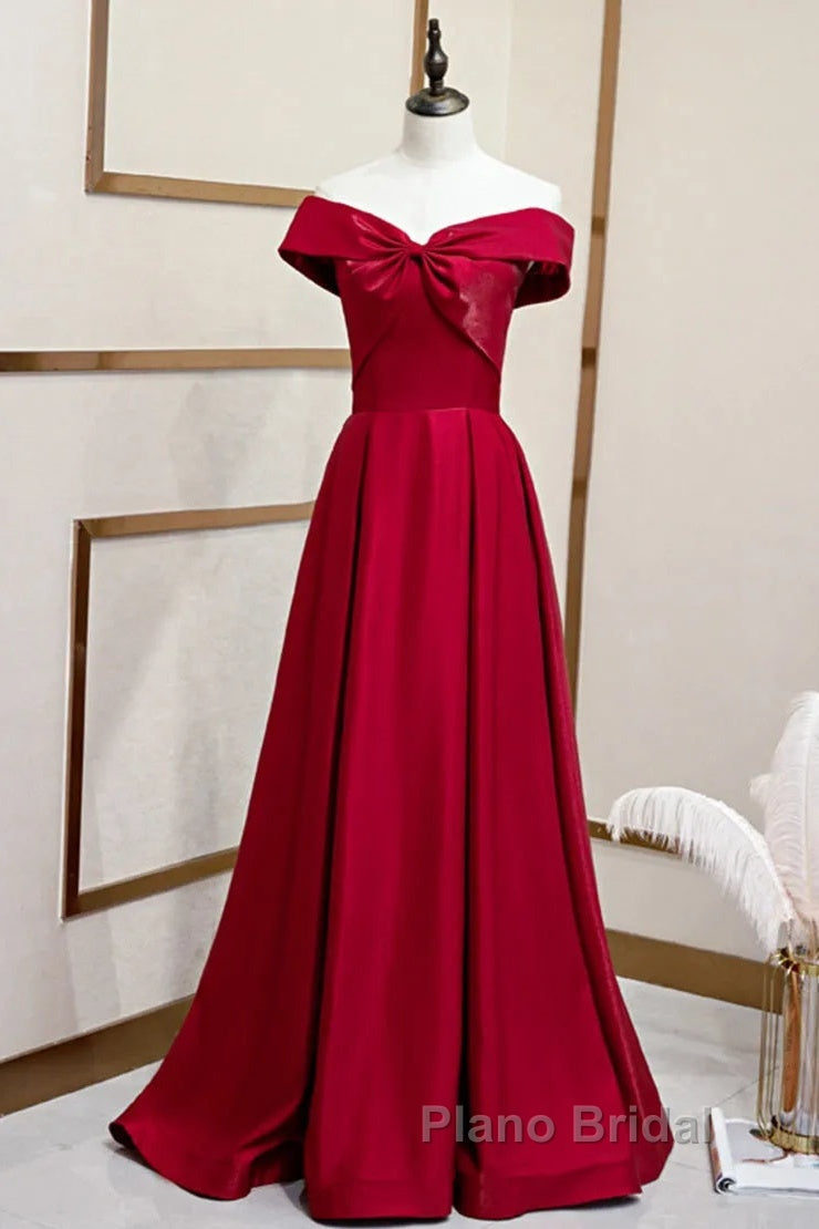 A-Line Off The Shoulder Formal Prom Dresses Pure Color Sexy Long