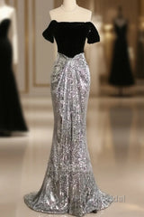 A Line Off The Shoulder Sexy Sequin Formal Dresses Bridesmaid Dresses Evening Gown Formal Prom Dresses