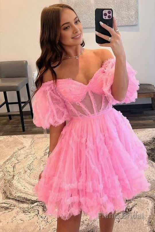 A Line Off the Shoulder Tulle Homecoming Dress Secondary image