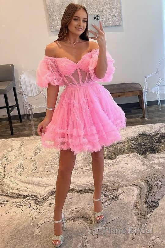 A Line Off the Shoulder Tulle Homecoming Dress Main image