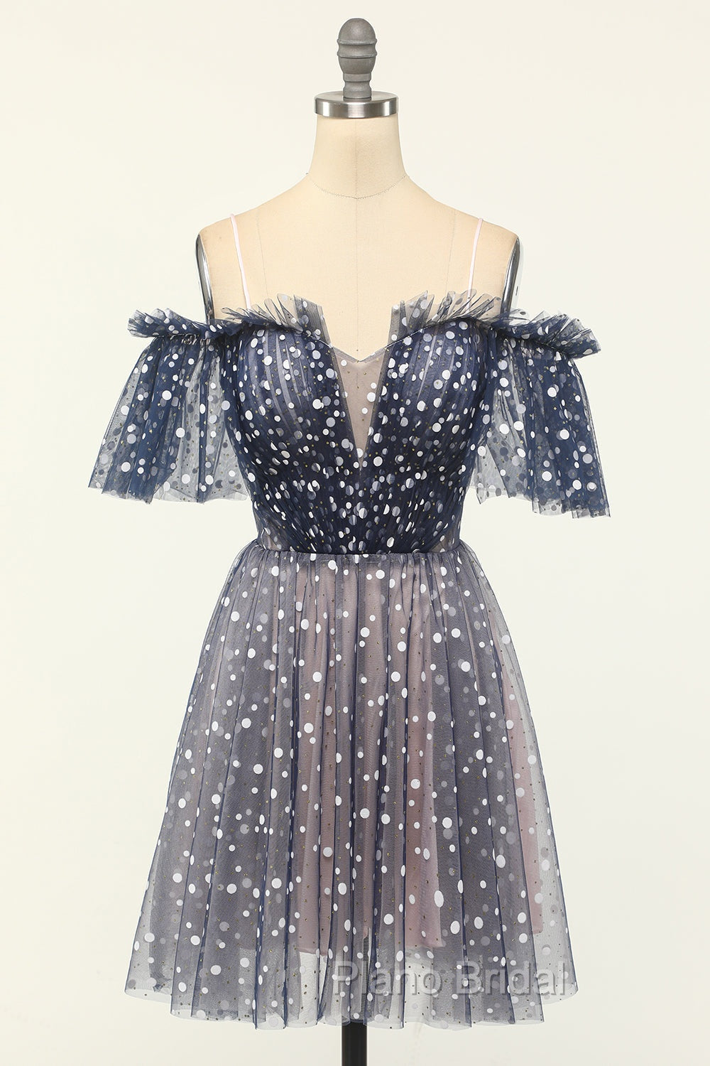 A-line Off-the-shoulder Tulle Short/Mini Short Formal Prom Dresses With Ruffles