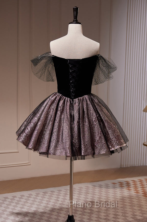 A Line Off the Shoulder Tulle Short Formal Prom Dresses, New Style Homecoming Gown Secondary image