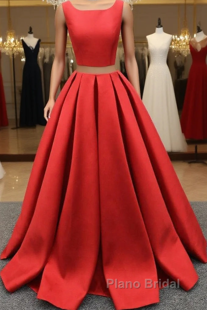 A Line One-Piece Jewel Open Back Long Formal Prom Dresses Main image