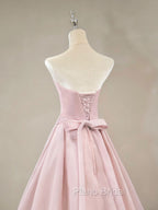 A Line Pink Long Formal Prom Dresses, Formal Pink Bridesmaid Dresses